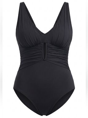 NWT Bleu Rod Beattie Black Ruched One-Piece Swimsuit Plus Size 20W Resort Beach